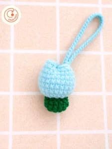 Móc khóa hoa tulip handmade màu xanh dương