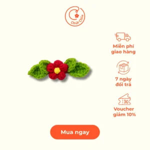 kẹp tóc hoa cô đơn màu đỏ handmade