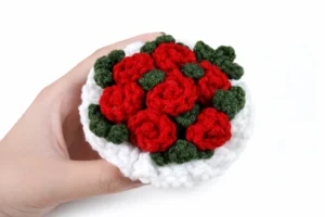 Móc khóa len hoa hồng handmade