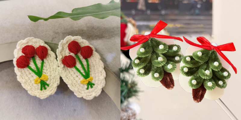 Hình ảnh minh họa các cách móc len handmade cơ bản.