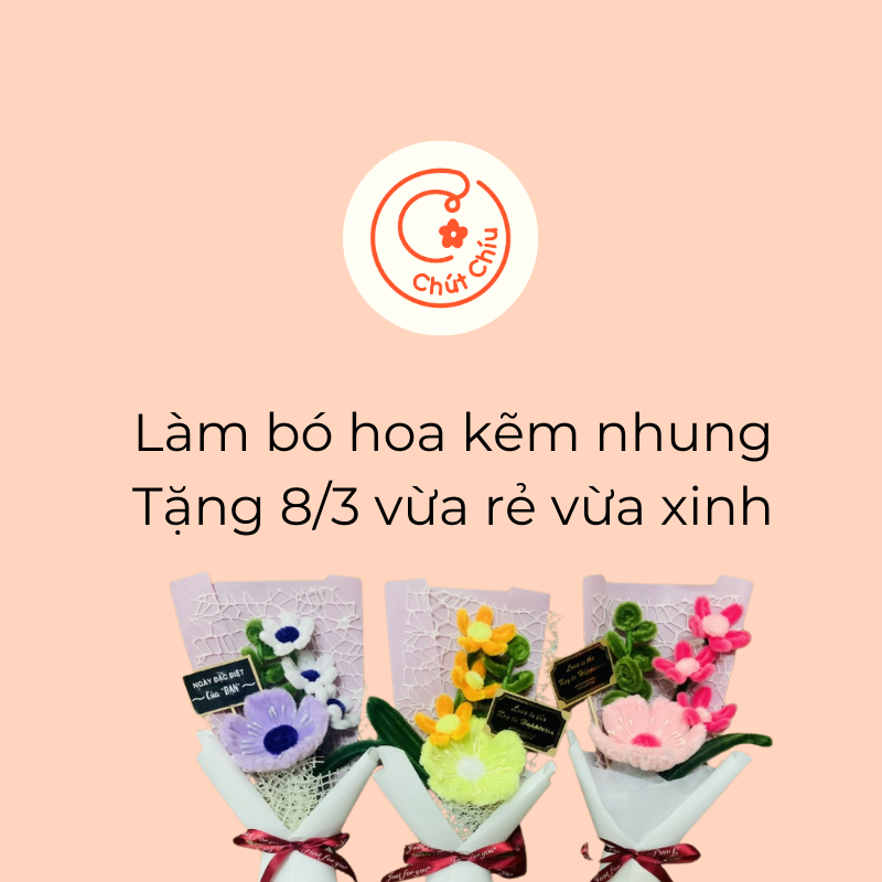 làm bó hoa kẽm nhung tặng 8/3 vừa rẻ vừa xinh