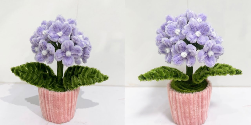 Chậu hoa kẽm nhung handmade