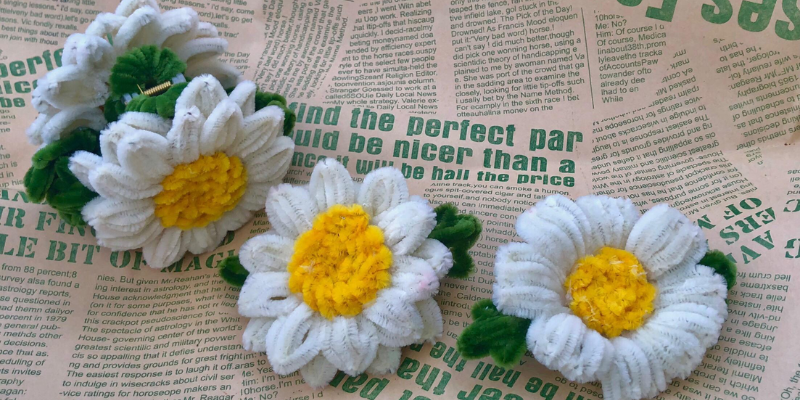 hoa cúc kẽm nhung cài tóc