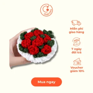 Móc khóa len hoa hồng handmade