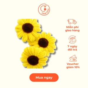 Cài Áo Hoa Hướng Dương Kẽm Nhung Handmade