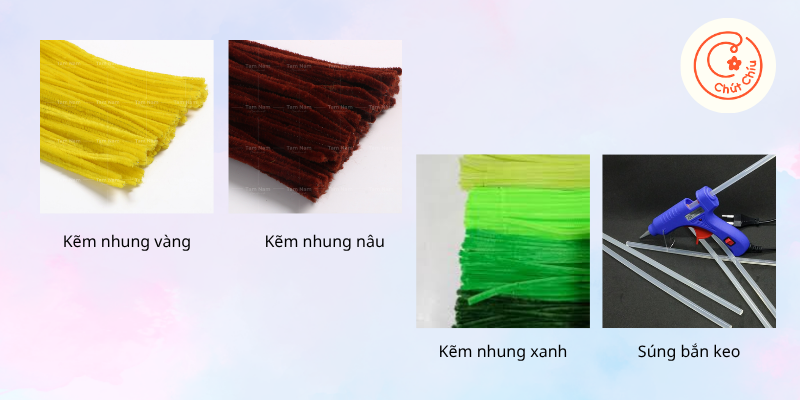 Bộ kit tự làm kẹp kẽm nhung sặc sỡ đầy đủ phụ kiện cho người mới bắt đầu.